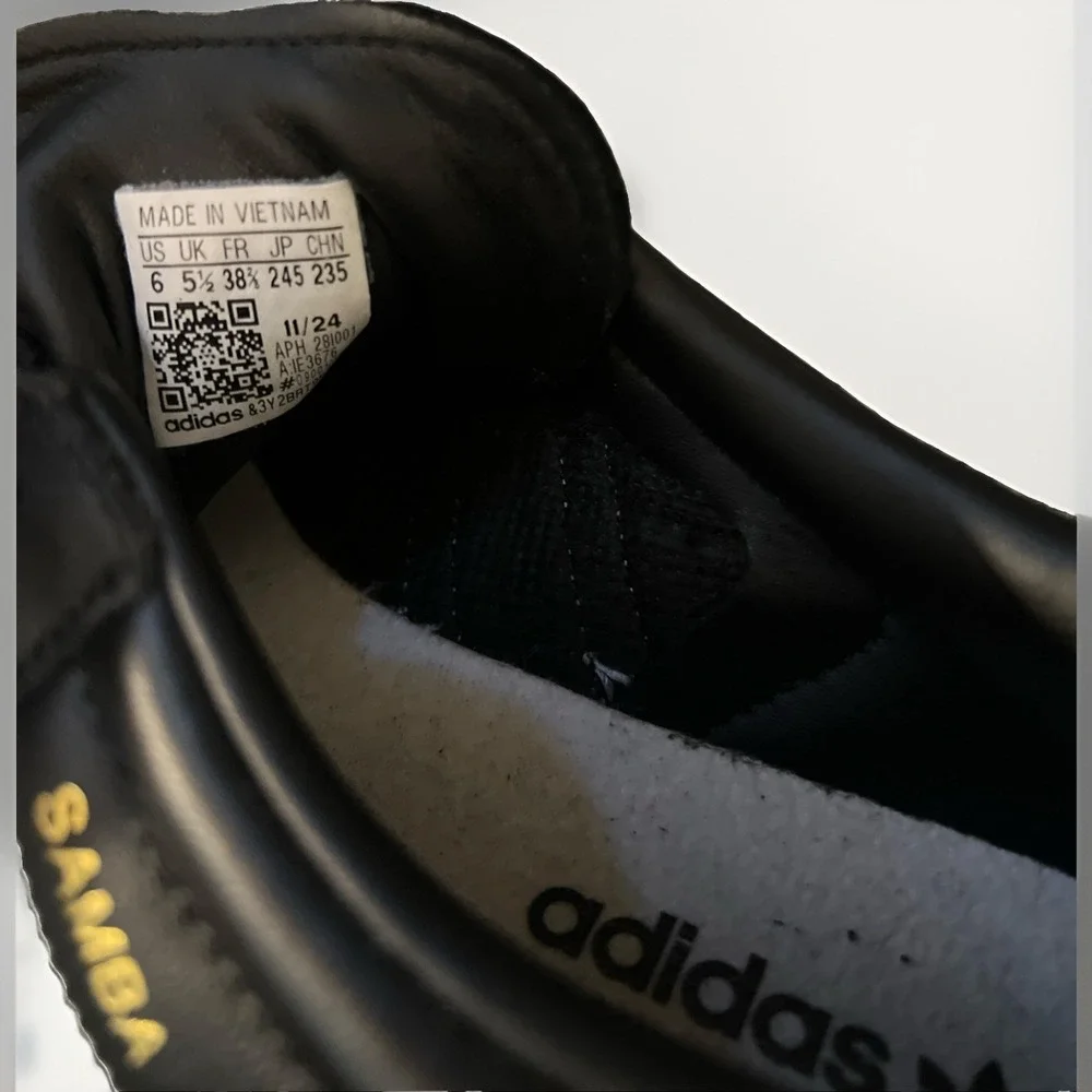 Adidas Samba OG Unisex Size 6 Sneakers Core Black And Cloud White